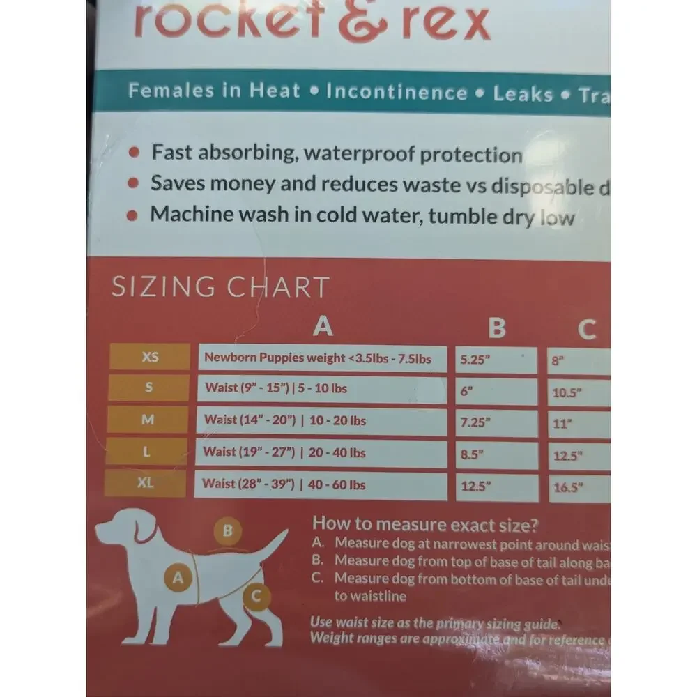 Rocket and Rex 3 Reusable Leakproof Dog Puppy Diaper Lot Set Size M Medium New